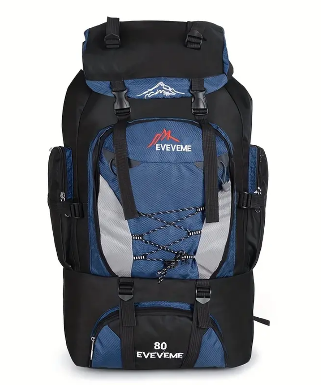 Turistinė kuprinė, žygiams, kopimams į kalnus, atspari vandeniui 80L