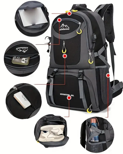 Didelės talpos kelioninė kuprinė,  žygiams, alpinizmui, 60L