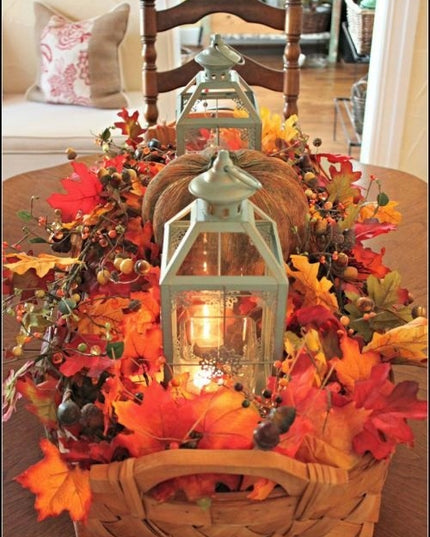 Dirbtiniai rudeniniai lapai, lapų dekoracija, 25 vnt.