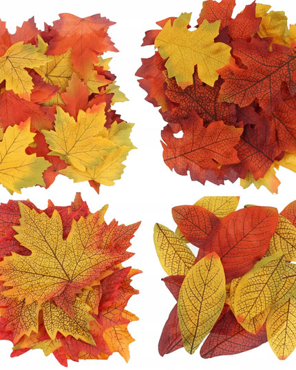 Dirbtiniai rudeniniai lapai, lapų dekoracijos, įvairūs, 96 vnt.