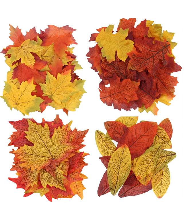Dirbtiniai rudeniniai lapai, lapų dekoracijos, įvairūs, 96 vnt.