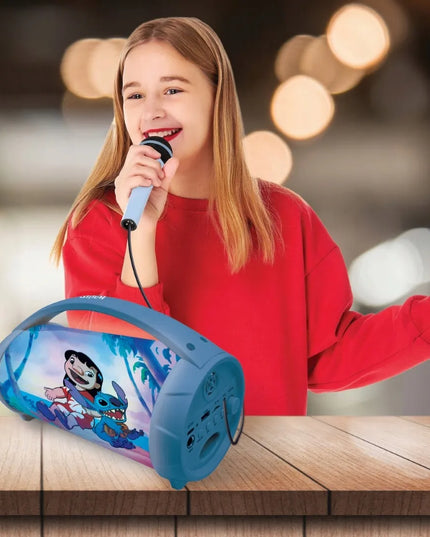 „Lexibook Disney Stitch“ nešiojamasis „Bluetooth“ garsiakalbis su mikrofonu ir karaoke funkcija