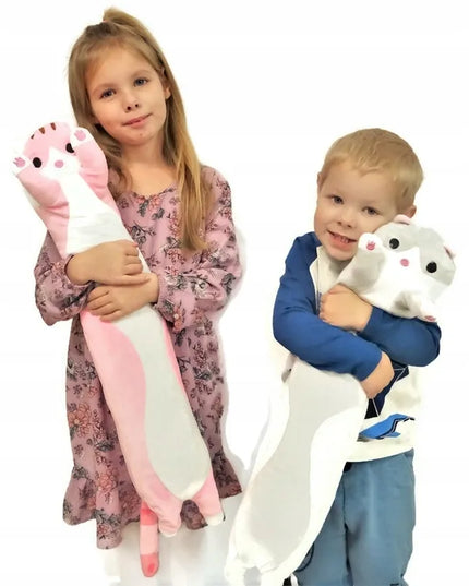 Ilgas rožinis pliušinis katinas, 90 cm