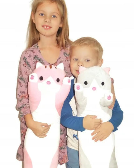 Ilgas rožinis pliušinis katinas, 90 cm