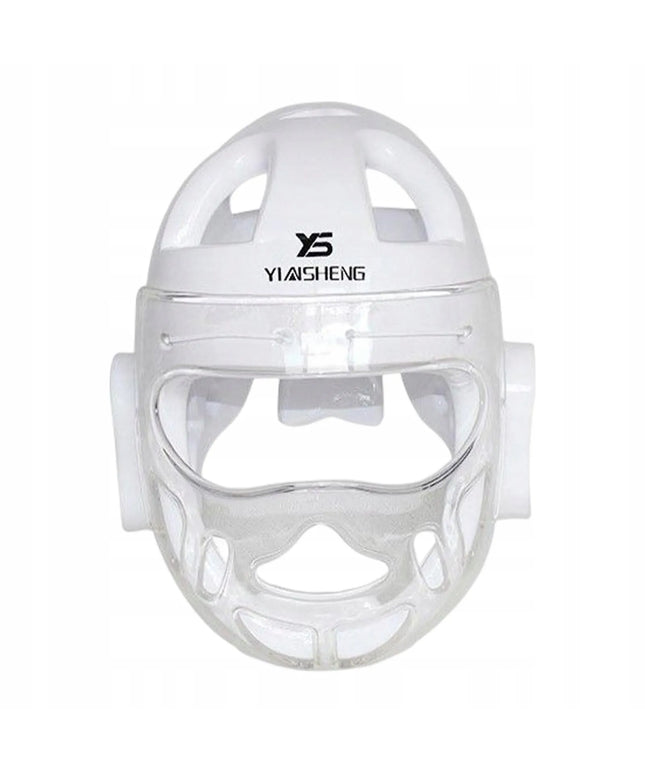 Taekwondo Headgear Protective Gear Face Shield – Apsauginis šalmas su veido skydeliu, XL, baltas