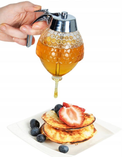 Stiklinis medaus ir sirupo dozatorius, dozavimo indelis 250 ml