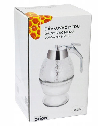 Stiklinis medaus ir sirupo dozatorius, dozavimo indelis 250 ml