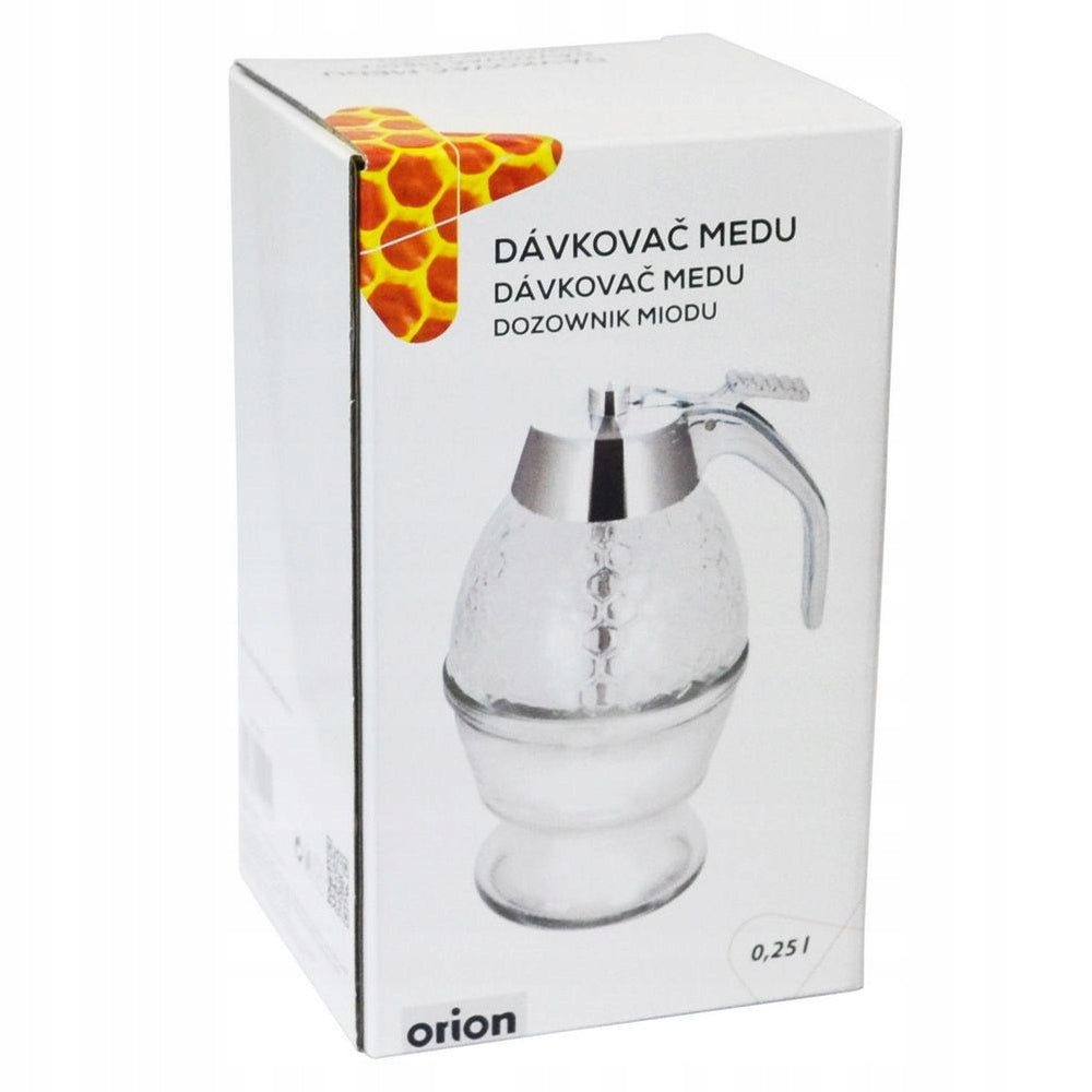 Stiklinis medaus ir sirupo dozatorius, dozavimo indelis 250 ml