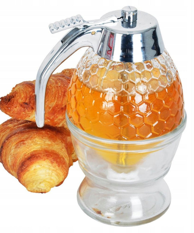 Stiklinis medaus ir sirupo dozatorius, dozavimo indelis 250 ml