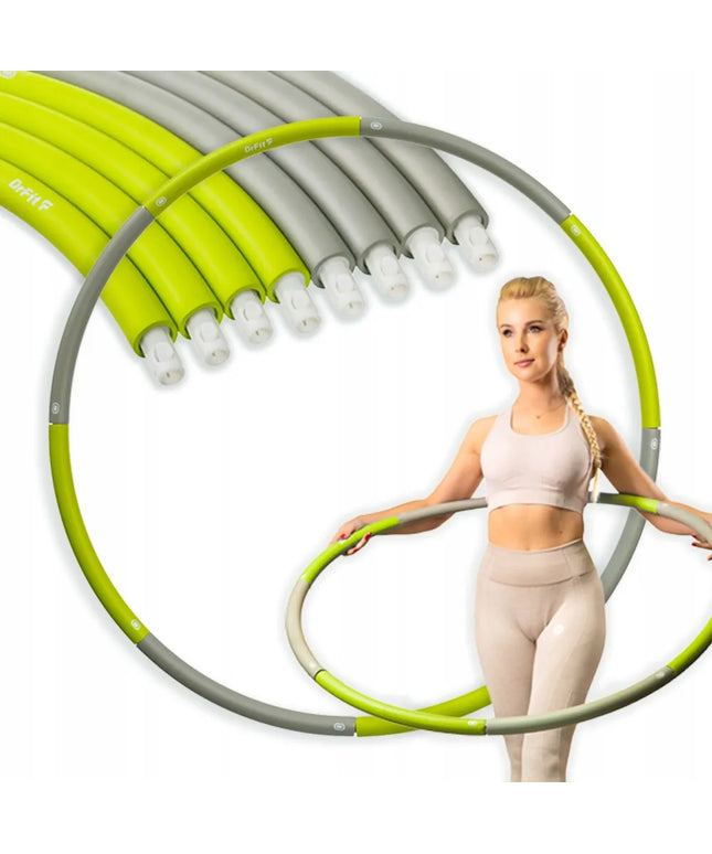 DrFit Hula Hop klasikinis sulankstomas liekninantis kardio gimnastikos lankas 100 cm pilkas-žalias