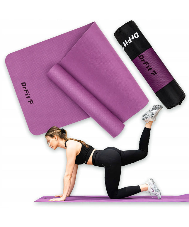 DrFit TPE mankštos kilimėlis su dėklu, skirtas jogai, fitnesui ir pilatesui, patvarus