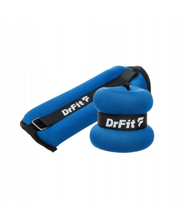 DrFit svoriai kulkšnims ir riešams fitnesui treniruotėms 2x 1kg mėlyni