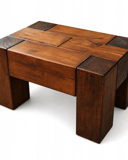 Medinis suoliukas Wooden Manufacture 50x30x30 cm. Iš masyvios medienos, sunkus ir stabilus