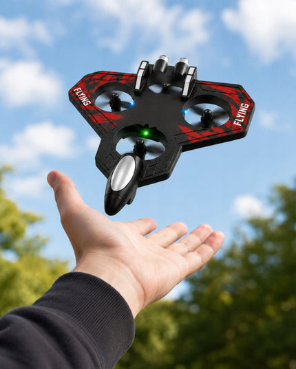 Pan i Pani Gadżet „FIGHTER“ skraidantis putplasčio dronas-lėktuvas su nuotolinio valdymo pultu, LED apšvietimu ir 360° apsisukimais