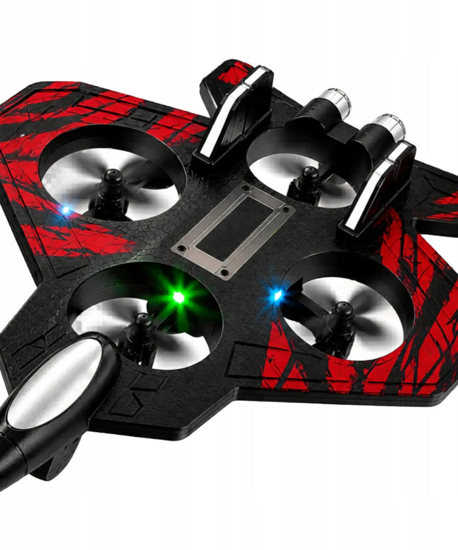 Pan i Pani Gadżet „FIGHTER“ skraidantis putplasčio dronas-lėktuvas su nuotolinio valdymo pultu, LED apšvietimu ir 360° apsisukimais