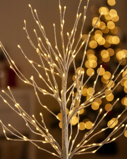 Šventinė dekoratyvinė šviečianti LED beržo formos dekoracija, 150 cm, šiltai baltos lemputės