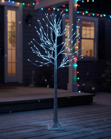Šviečiantis dekoratyvinis kalėdinis LED beržas, 150 cm, šaltai baltos lemputės