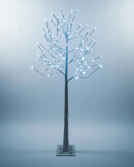 Šviečiantis dekoratyvinis kalėdinis LED beržas, 150 cm, šaltai baltos lemputės
