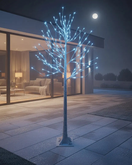 Šviečiantis dekoratyvinis kalėdinis LED beržas, 150 cm, šaltai baltos lemputės