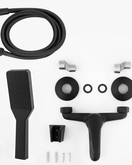 Sieninis vonios dušo komplektas, maišytuvas su čiaupu, - Juodas, matinis