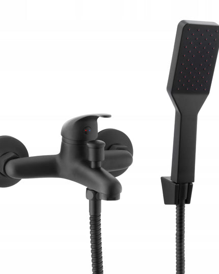 Sieninis vonios dušo komplektas, maišytuvas su čiaupu, - Juodas, matinis