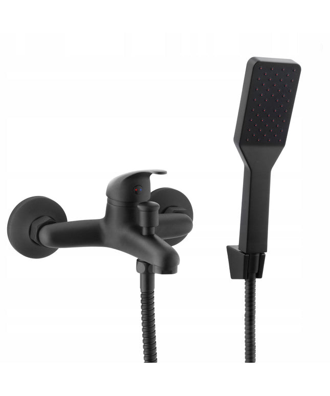 Sieninis vonios dušo komplektas, maišytuvas su čiaupu, - Juodas, matinis