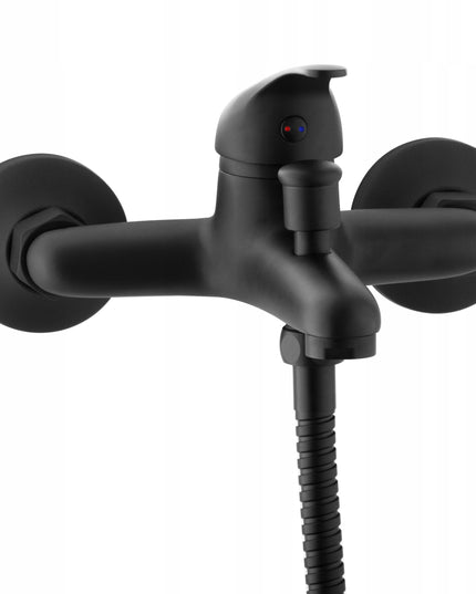 Sieninis vonios dušo komplektas, maišytuvas su čiaupu, - Juodas, matinis