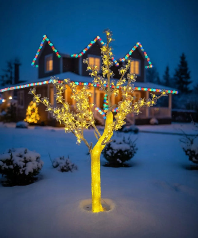 Šviečiantis LED kalėdinis medis 120 cm vyšnia sodui