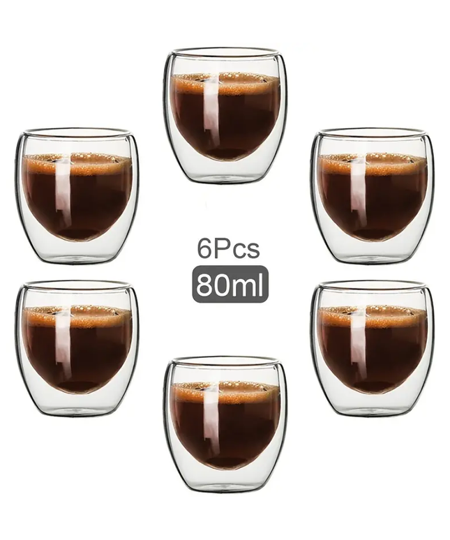 Dvigubo stiklo stiklinės Espresso kavai 6 vnt. x 80ml