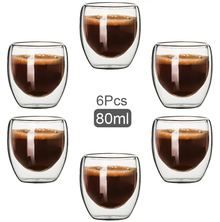 Dvigubo stiklo stiklinės Espresso kavai 6 vnt. x 80ml