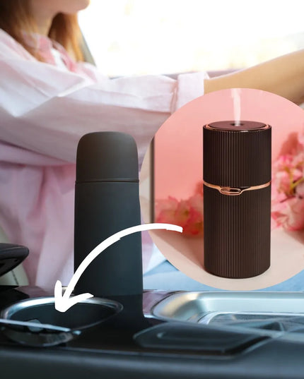 Automobilinis difuzorius Aroma Cup, rudas, USB, kompaktiškas eteriniams aliejams