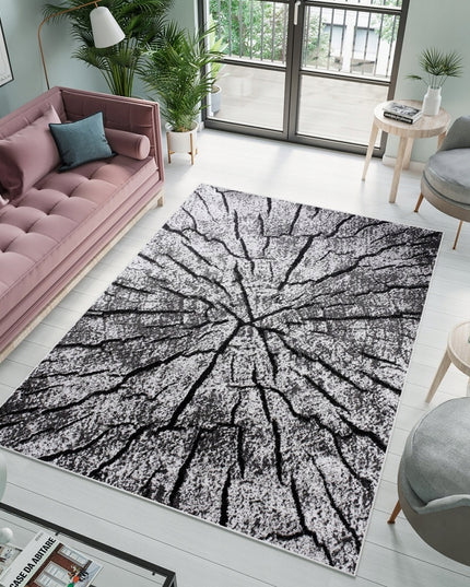 Kilimas 160x220 pilkas svetainei, medžio kamieno gamtos 3D efektas, loft, Deluxe Tree