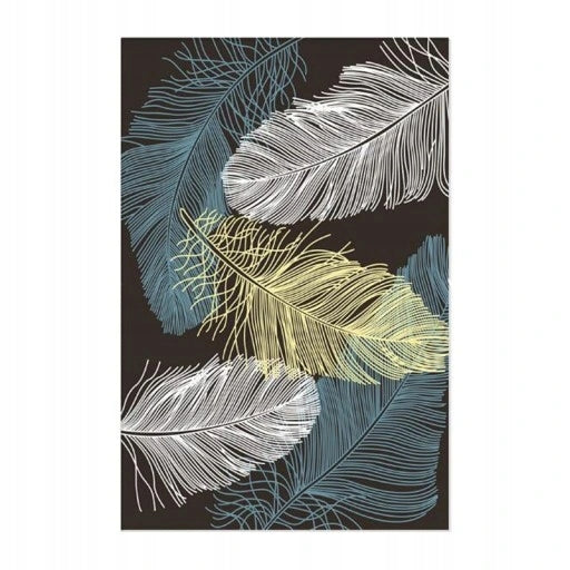 Kilimas 220cm x 160cm Lapai Paukščių Plunksnos Žalias Didelis Modernus Neslystantis