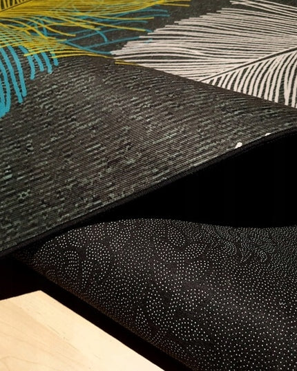 Kilimas 220cm x 160cm Lapai Paukščių Plunksnos Žalias Didelis Modernus Neslystantis