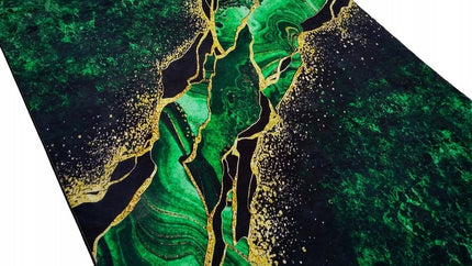 Kilimas 220cmx160cm Žalias Auksinis Loft Glamour neslystantis Madingas kambariui