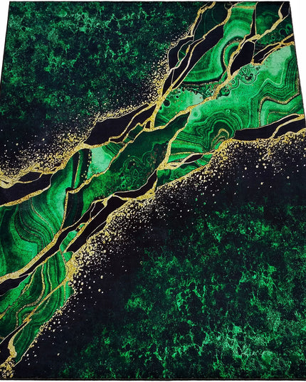 Kilimas 220cmx160cm Žalias Auksinis Loft Glamour neslystantis Madingas kambariui