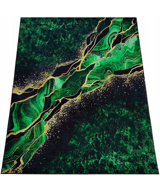 Kilimas 220cmx160cm Žalias Auksinis Loft Glamour neslystantis Madingas kambariui