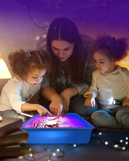 Edukacinis LED staliukas piešimui smėliu – kūrybinis rinkinys su smėliu
