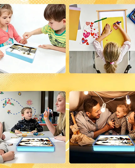 Edukacinis LED staliukas piešimui smėliu – kūrybinis rinkinys su smėliu