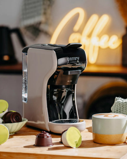 Daugiafunkcis kapsulinis kavos aparatas CAMRY CR4414BM, suderinamas su Nespresso, Dolce Gusto, Tchibo ir malta kava