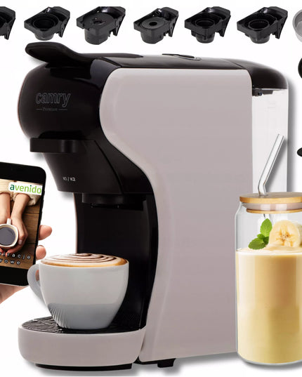 Daugiafunkcis kapsulinis kavos aparatas CAMRY CR4414BM, suderinamas su Nespresso, Dolce Gusto, Tchibo ir malta kava