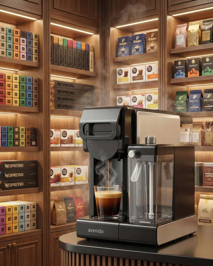 Kapsulinis kavos aparatas, skirtas Nespresso, Dolce Gusto ir Tchibo Caffissimo kapsulėms