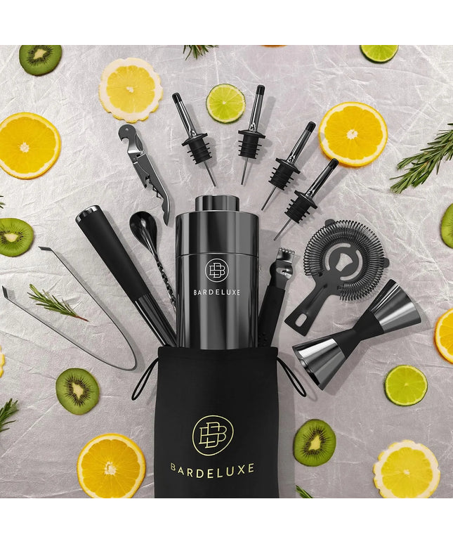 Elegantiškas profesionalus 12 dalių baro reikmenų rinkinys Bardeluxe Premium