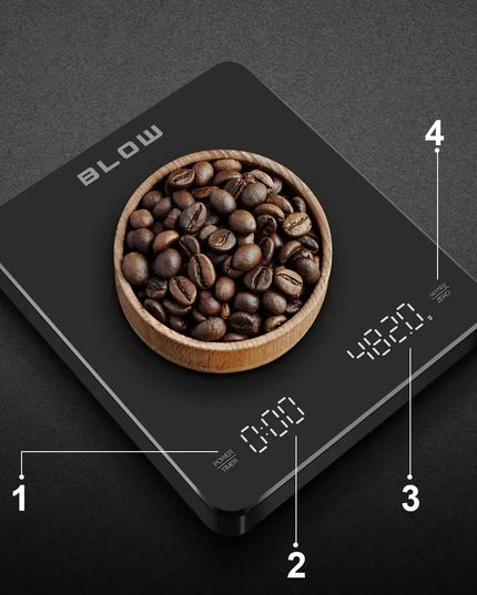 Elektroninės virtuvinės svarstyklės BLOW KS-207, tikslios 3000 g - 0,1 g, laikmatis, USB įkraunamos