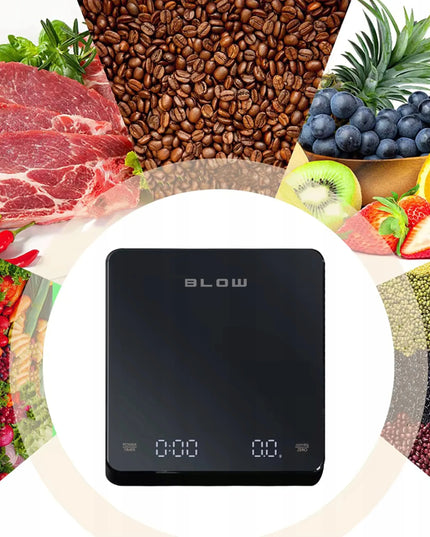 Elektroninės virtuvinės svarstyklės BLOW KS-207, tikslios 3000 g - 0,1 g, laikmatis, USB įkraunamos