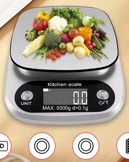 Tikslios elektroninės virtuvinės svarstyklės BLOW KS203, LCD ekranas, iki 5 kg, 0.1 g tikslumas + baterijos