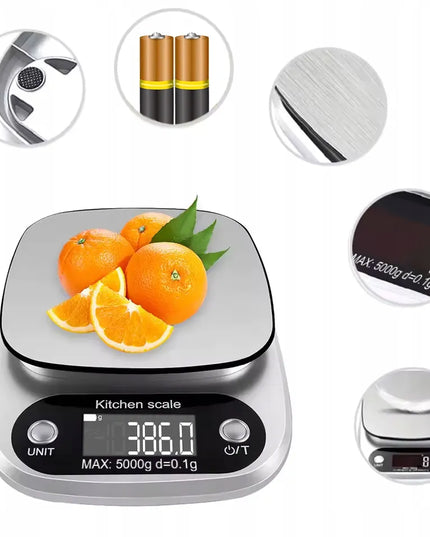 Tikslios elektroninės virtuvinės svarstyklės BLOW KS203, LCD ekranas, iki 5 kg, 0.1 g tikslumas + baterijos