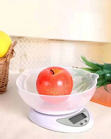 Elektroninės virtuvinės svarstyklės su dubeniu iki 5 kg, LCD ekranas, tikslios