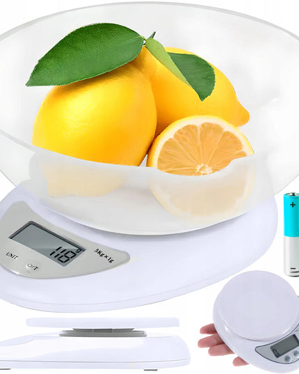 Elektroninės virtuvinės svarstyklės su dubeniu iki 5 kg, LCD ekranas, tikslios