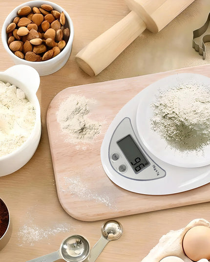 Elektroninės virtuvinės svarstyklės su dubeniu iki 5 kg, LCD ekranas, tikslios